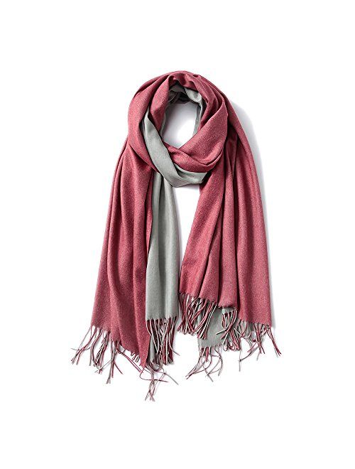 FORTREE Cashmere Feel Scarf - Lightweight Scarfs for Women, Large Soft 2 Tone Shawls and Wraps (10 Colors Available)