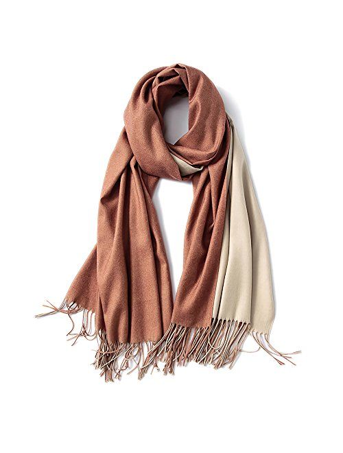 FORTREE Cashmere Feel Scarf - Lightweight Scarfs for Women, Large Soft 2 Tone Shawls and Wraps (10 Colors Available)