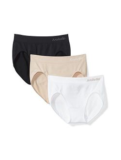 Amazon Brand - Arabella Women's Seamless Hi Cut Brief Panty, 3 Pack