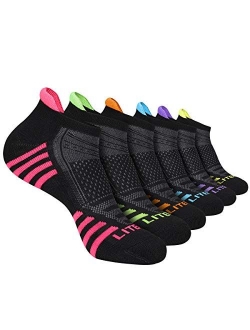 LITERRA Womens Ankle Socks Low Cut Athletic Sports Running Cushioned Tab Socks 6 Pack