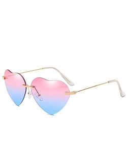 Heart Sunglasses Thin Metal Frame Lovely Heart Style for Women