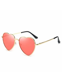 Heart Sunglasses Thin Metal Frame Lovely Heart Style for Women