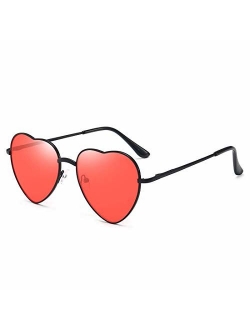 Heart Sunglasses Thin Metal Frame Lovely Heart Style for Women