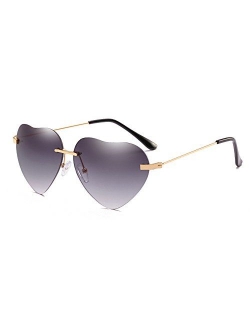 Heart Sunglasses Thin Metal Frame Lovely Heart Style for Women