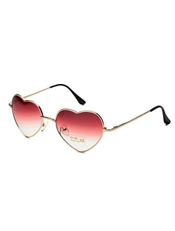 Heart Sunglasses Thin Metal Frame Lovely Heart Style for Women