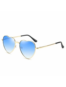 Heart Sunglasses Thin Metal Frame Lovely Heart Style for Women