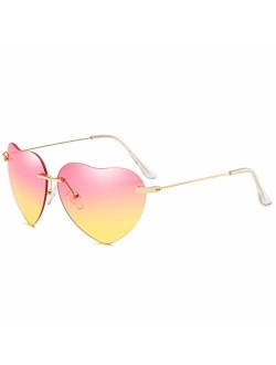 Heart Sunglasses Thin Metal Frame Lovely Heart Style for Women