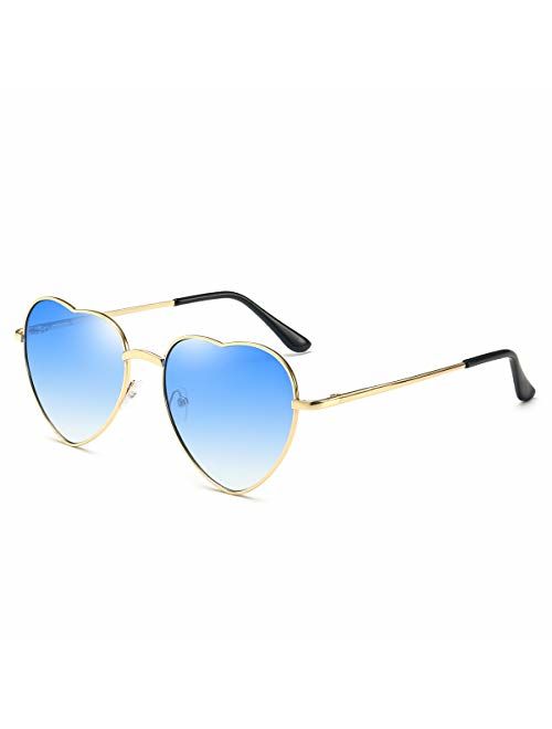 Dollger Heart Sunglasses Thin Metal Frame Lovely Heart Style for Women