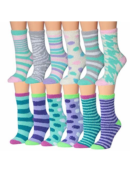 Tipi Toe Women's 12-Pairs Soft Fuzzy Anti-Skid Crew Socks