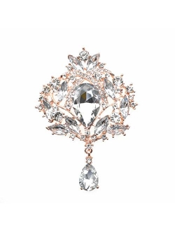 Yilanair Wedding Bridal Big Crystal Rhinestone Bouquet Brooch Pin for Women