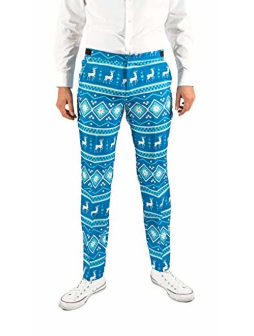 OFFSTREAM Ugly Christmas Suits for Men in Different Prints Xmas Sweater Costumes Include Jacket Pants & Tie