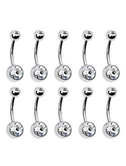 Coolrunner 14G Belly Button Ring Body Jewelry Piercing 10 Pack
