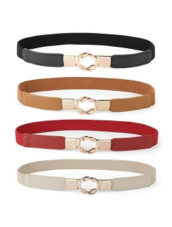 Women Skinny Belt for Dresses Retro Stretch Ladies Waist Belt Plus Size Set of 4