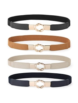 Women Skinny Belt for Dresses Retro Stretch Ladies Waist Belt Plus Size Set of 4