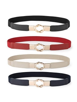 Women Skinny Belt for Dresses Retro Stretch Ladies Waist Belt Plus Size Set of 4