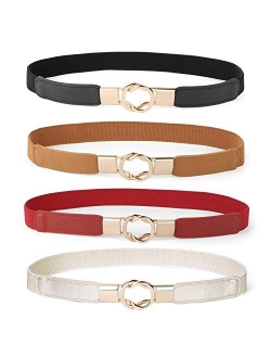 Women Skinny Belt for Dresses Retro Stretch Ladies Waist Belt Plus Size Set of 4