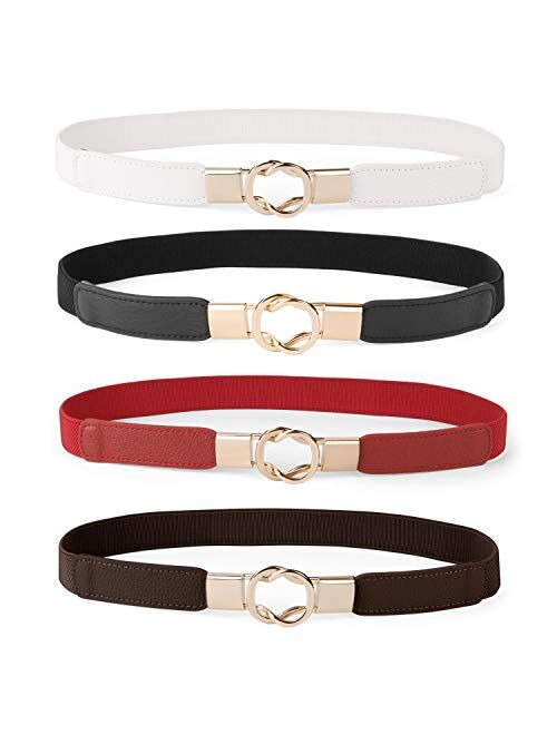 Women Skinny Belt for Dresses Retro Stretch Ladies Waist Belt Plus Size Set of 4