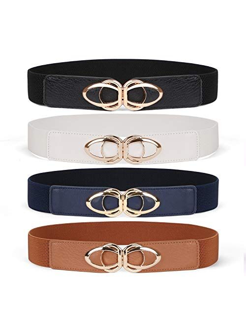 Women Skinny Belt for Dresses Retro Stretch Ladies Waist Belt Plus Size Set of 4