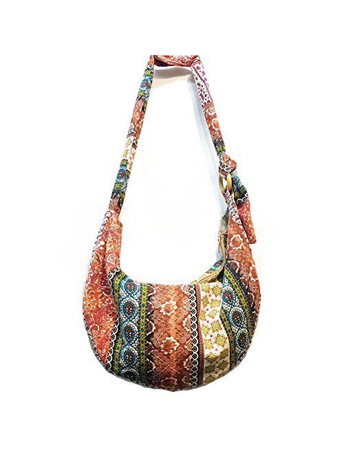 KARRESLY Women's Sling Crossbody Bag Thai Top Handmade Shoulder Bag with Adjustable Strap