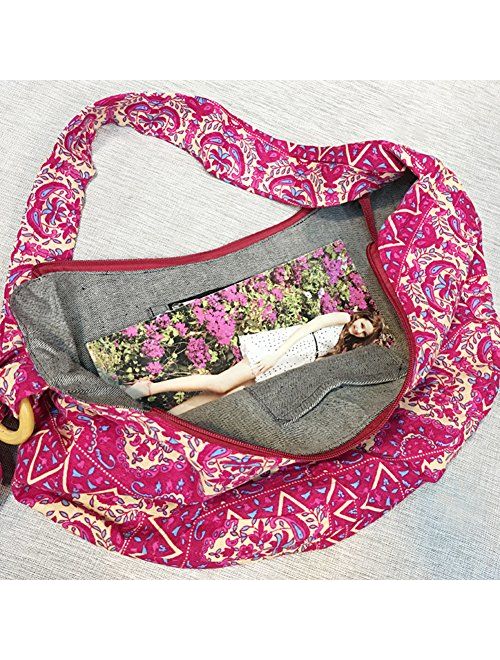 KARRESLY Women's Sling Crossbody Bag Thai Top Handmade Shoulder Bag with Adjustable Strap