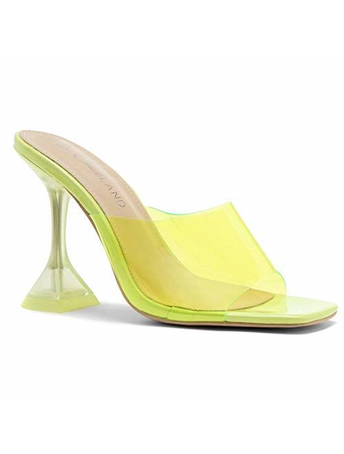 Shoe Land SL-CLLAARY Perpex Heel Ankle Strap Adjustable Buckle Lucite Clear Block Chunky High Heel Open Toe Sandal