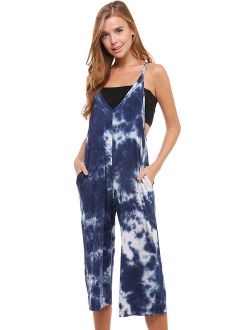 Loving People Loose Fit Tie Dye Jumpsuit, Medium, Navy/White