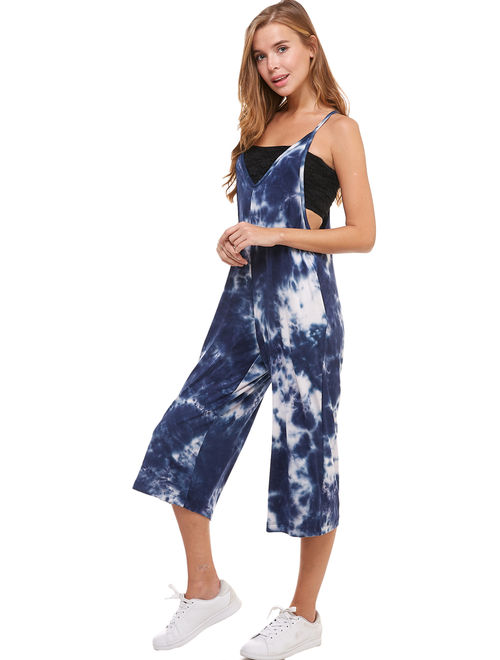 Loving People Loose Fit Tie Dye Jumpsuit, Medium, Navy/White