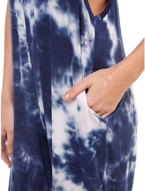 Loving People Loose Fit Tie Dye Jumpsuit, Medium, Navy/White