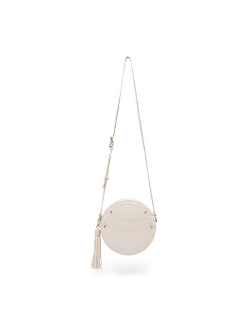 Daisy Rose round Crossbody Bag Purse with Tassel - PU Vegan leather