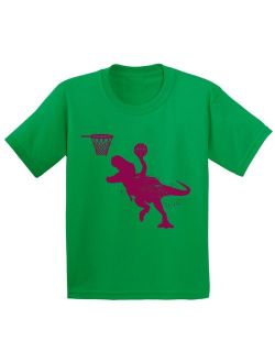 Basketball Dinosaur Youth Shirt Dinosaur Shirt for Boys Basketball Fans Girls Basketball Outfit Basketball Shirt for Kids Dinosaur Gifts for Boys and Girls