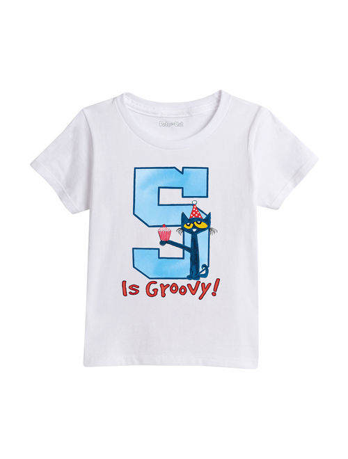 pete the cat 5th birthday boys - toddler short sleeve tee