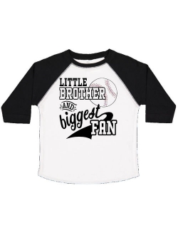 Little Brother and Biggest Fan- baseball family fan Toddler T-Shirt