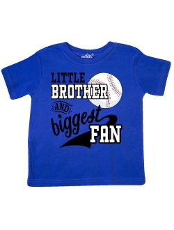 Little Brother and Biggest Fan- baseball family fan Toddler T-Shirt