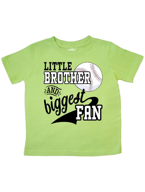 Little Brother and Biggest Fan- baseball family fan Toddler T-Shirt