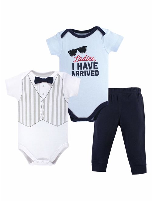 Hudson Baby Boy Short Sleeve Bodysuits and Pant 3pc Outfit Set