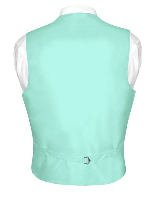 Men's Dress Vest & NeckTie Solid AQUA GREEN Color Neck Tie Set for Suit or Tux