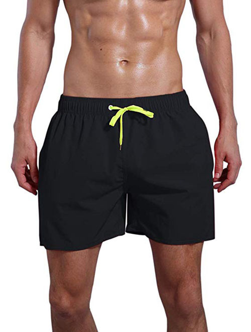 Swim Shorts Swim Trunks Mens Bathing Suits Elastic Waist Drawstring Shorts Pants Swimwear Beachwear Underwear Board Shorts