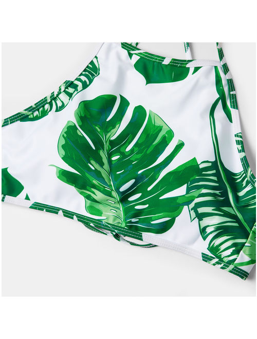 PatPat Breezy Palm Leaf Charm Family Matching Swimsuit Women Men Boy Girl Beach Swimwear