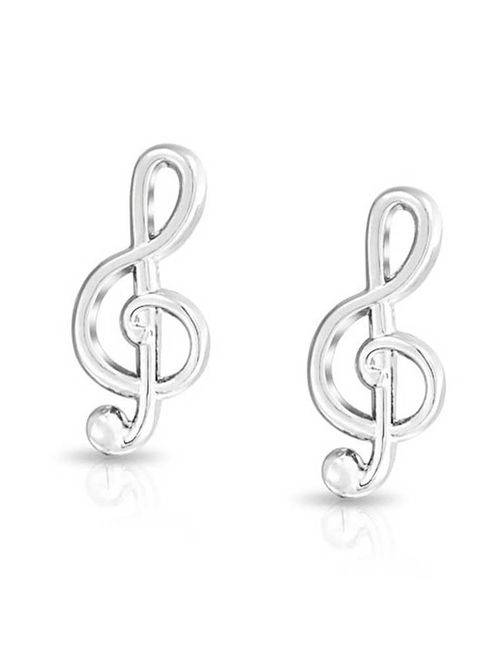 Musician G Clef Treble Music Note Shirt Cufflinks For Men For Women Hinge Back Silver Tone Stainless Steel