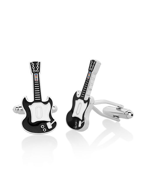 Black Color Electric Guitar Polished Finish Cufflinks