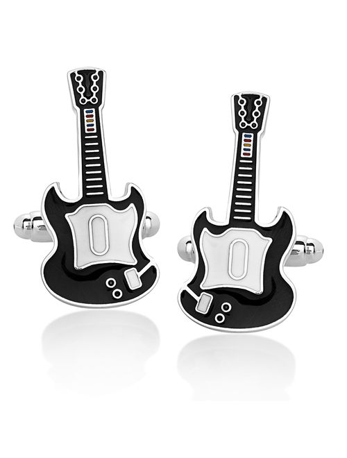 Black Color Electric Guitar Polished Finish Cufflinks