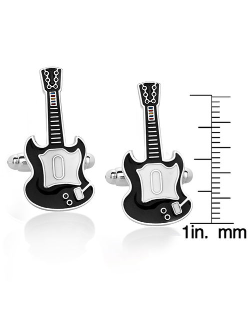 Black Color Electric Guitar Polished Finish Cufflinks