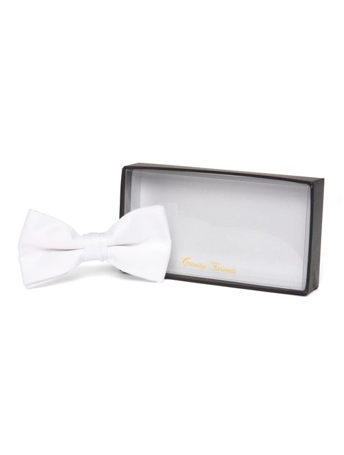 Gravity Threads Classic Pre-tied Adjustable Fashion Bowtie, White