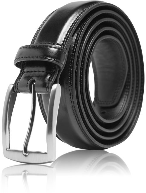 Genuine Leather Dress Belts For Men - Mens Belt For Suits, Jeans, Uniform With Single Prong Buckle - Designed in the USA