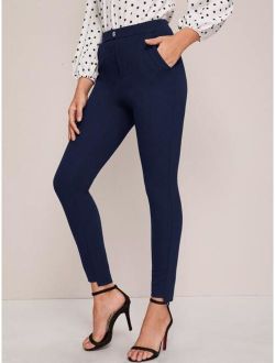 Stepped Hem Skinny Pants