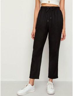 SHEIN Essnce Knot Front Paperbag Waist Carrot Pants