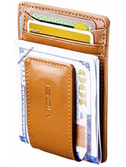 VIOSI Money Clip Slim Leather Wallet For Men Front Pocket RFID Blocking Card Holder With Rare Earth Magnets