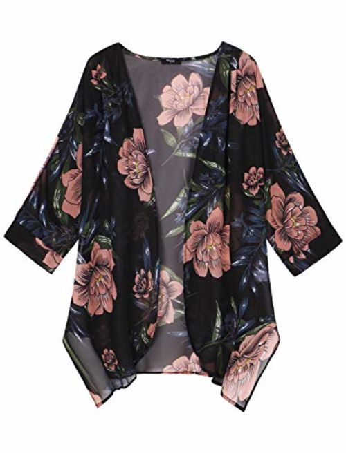 Ckuvysq Women's Summer Tops Loose Chiffon Cardigan Half Sleeve Beach Swim Cover up