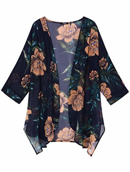 Ckuvysq Women's Summer Tops Loose Chiffon Cardigan Half Sleeve Beach Swim Cover up