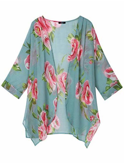 Ckuvysq Women's Summer Tops Loose Chiffon Cardigan Half Sleeve Beach Swim Cover up